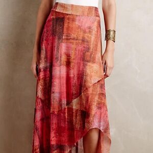 Anthropologie x Weston Fallen Sun Handkerchief Maxi Skirt, Size Medium